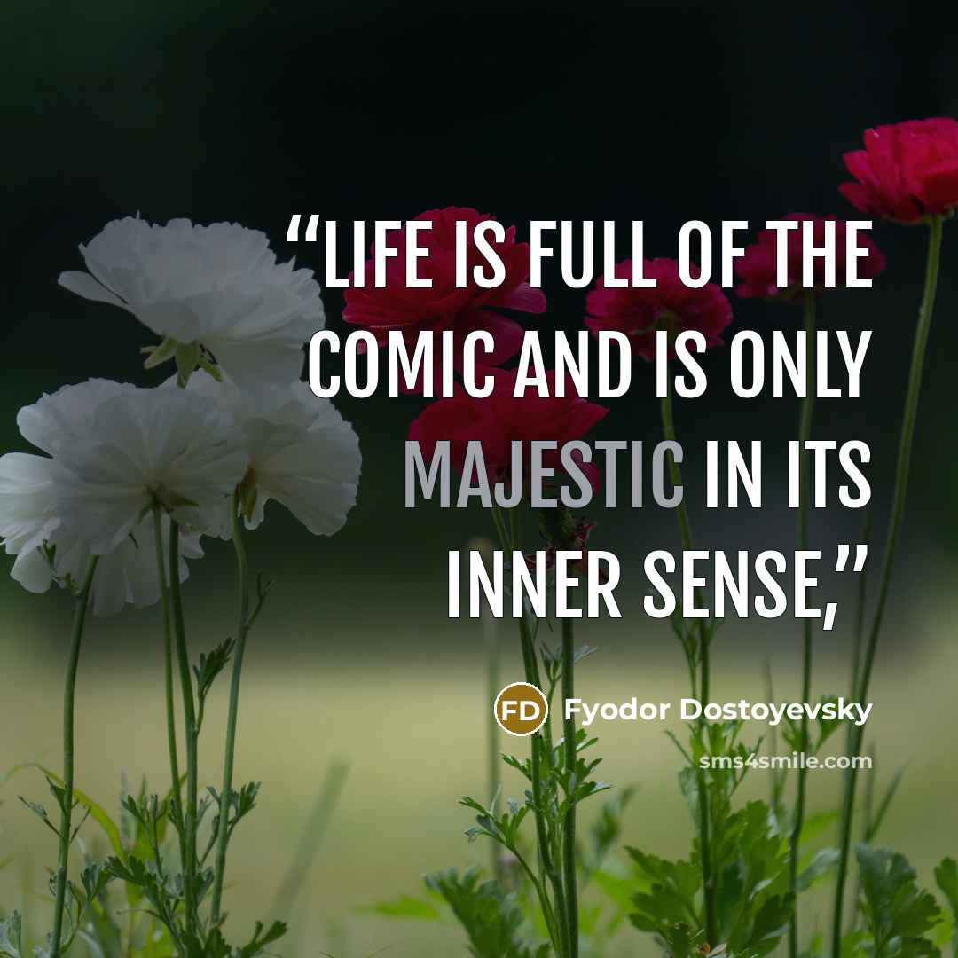 “Life is full of the comic and is only majestic in its inner sense,” quote by Fyodor Dostoyevsky