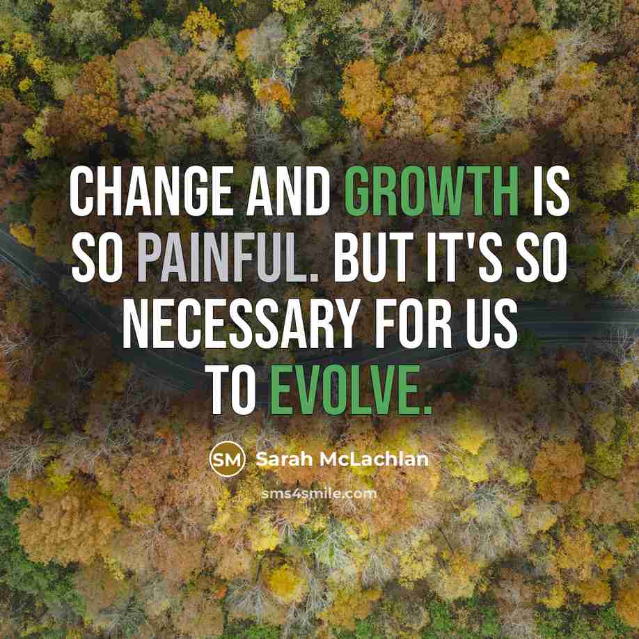 “Change and growth is so painful. But it's so necessary for us to evolve.” quote by Sarah McLachlan