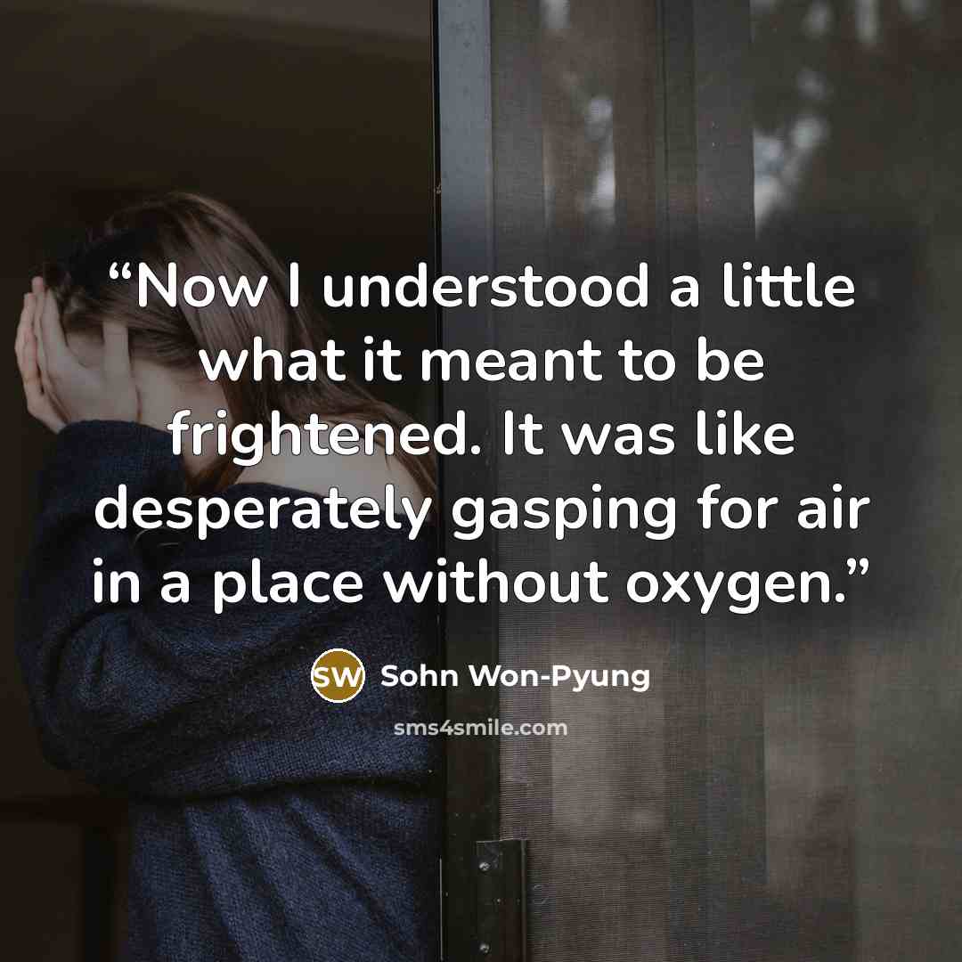 “Now I understood a little what it meant to be frightened. It was like desperately gasping for air in a place without oxygen.” quote by Sohn Won-Pyung