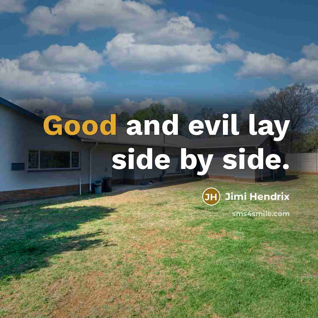 “Good and evil lay side by side.” quote by Jimi Hendrix