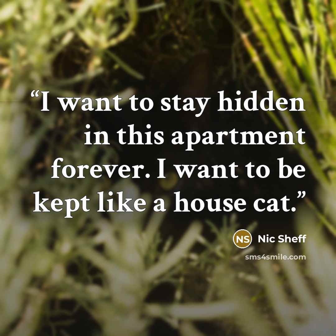 “I want to stay hidden in this apartment forever. I want to be kept like a house cat.” quote by Nic Sheff