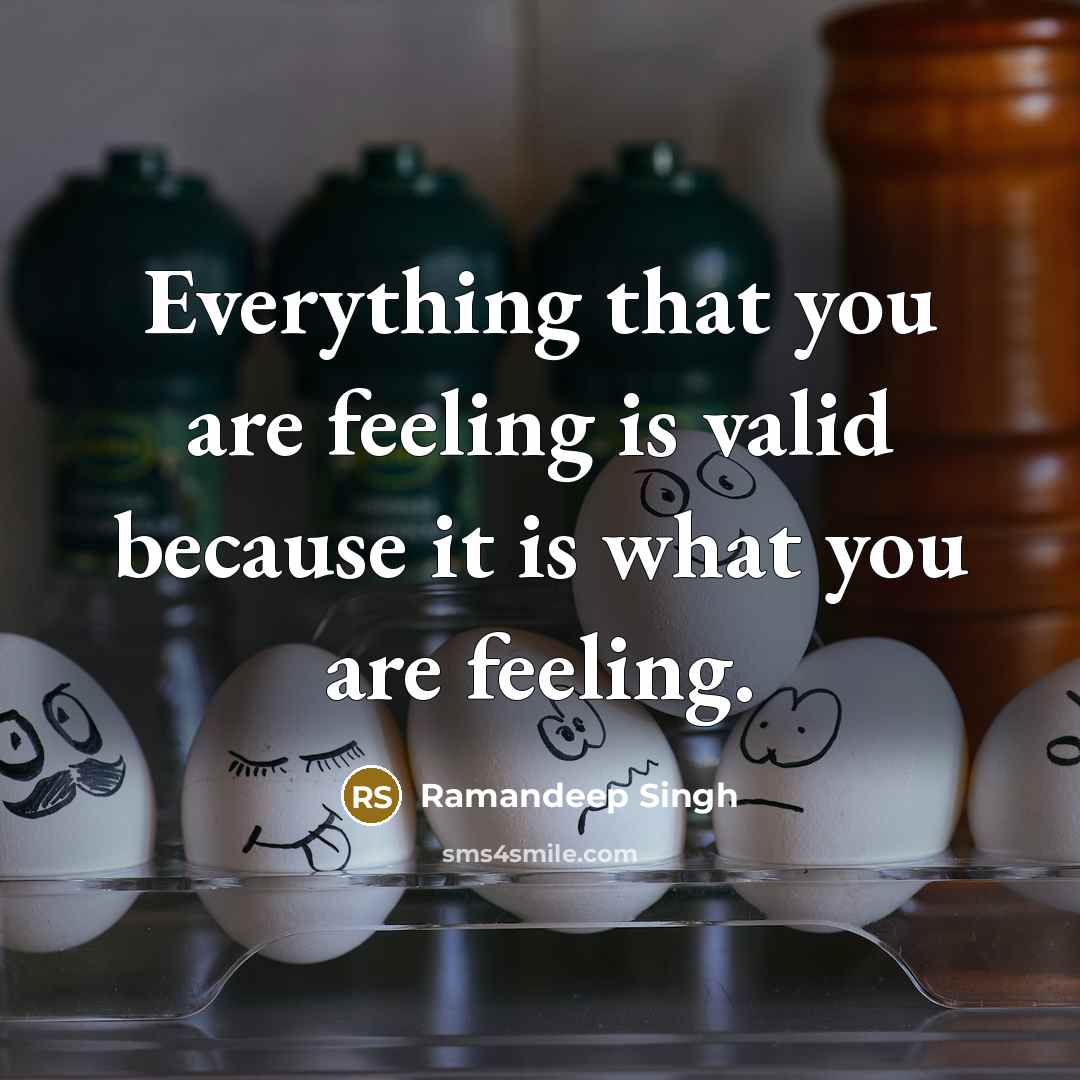 “Everything that you are feeling is valid because it is what you are feeling.” quote by Ramandeep Singh
