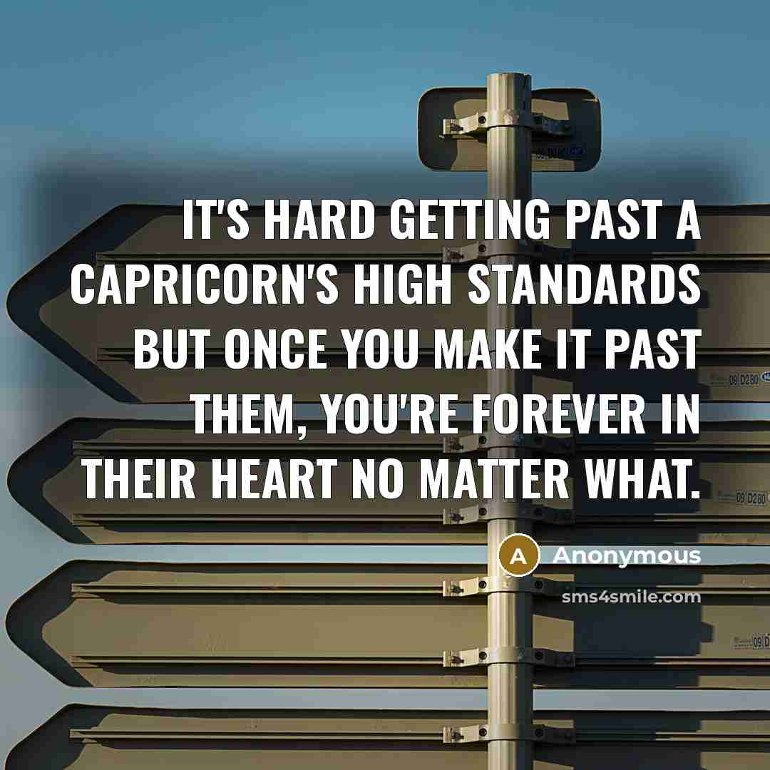 “It's hard getting past a Capricorn's high standards but once you make it past them, you're forever in their heart no matter what.” quote by Anonymous