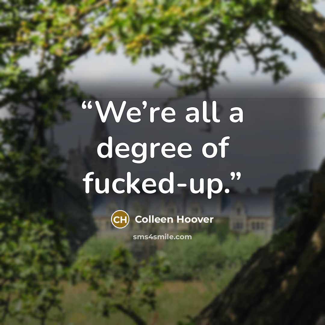 “We’re all a degree of fucked-up.” quote by Colleen Hoover