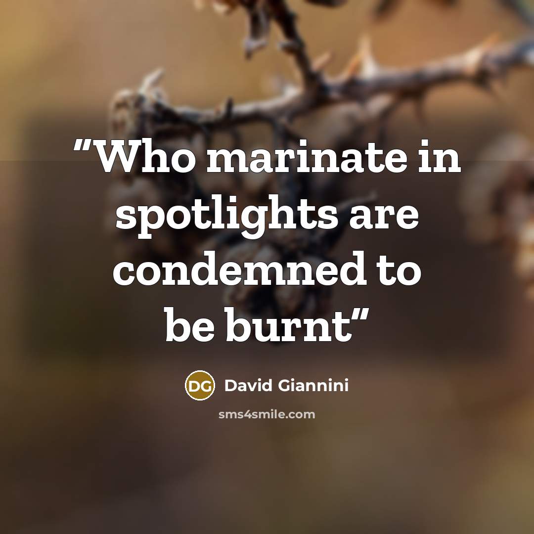 “Who marinate in spotlights are condemned to be burnt” quote by David Giannini