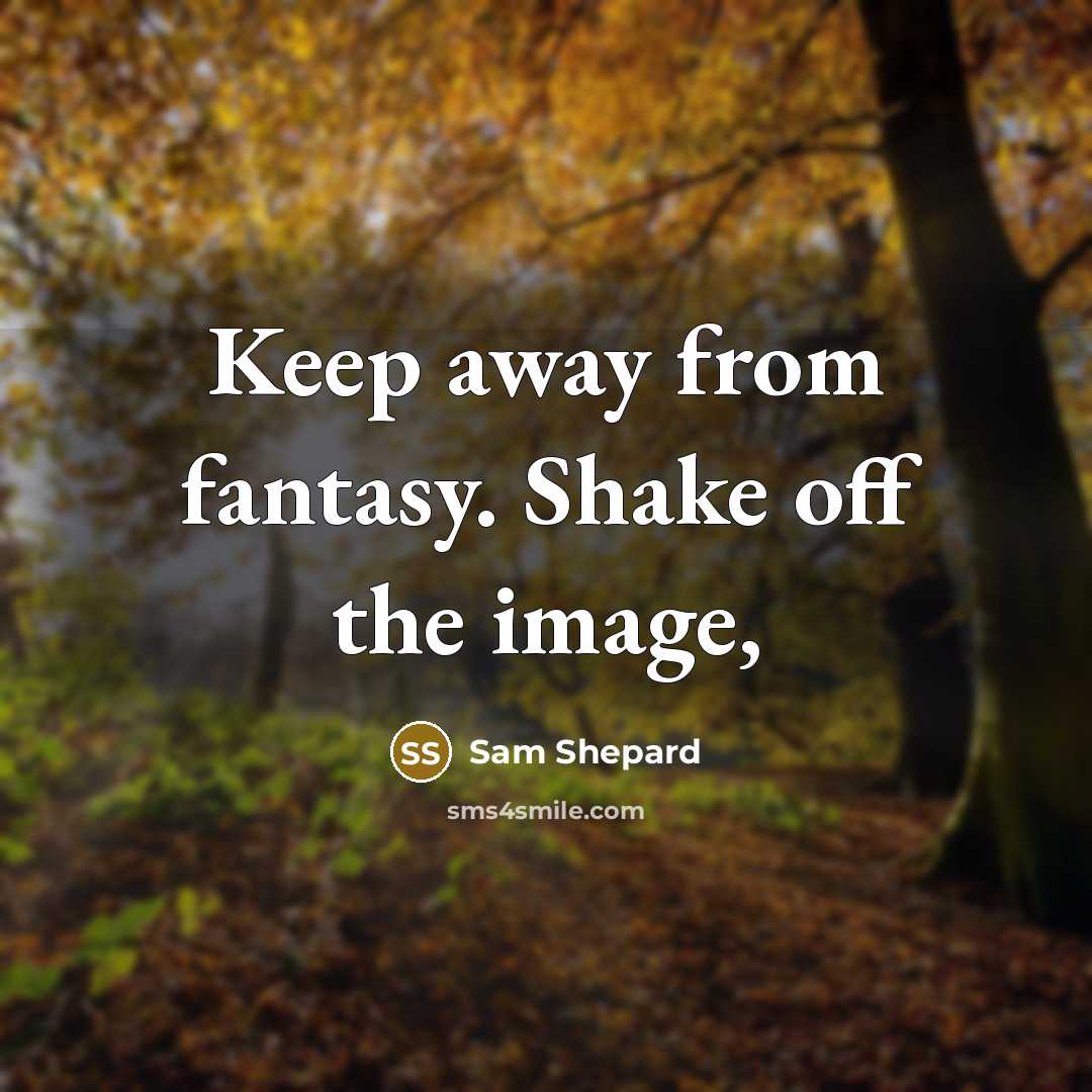 “Keep away from fantasy. Shake off the image,” quote by Sam Shepard