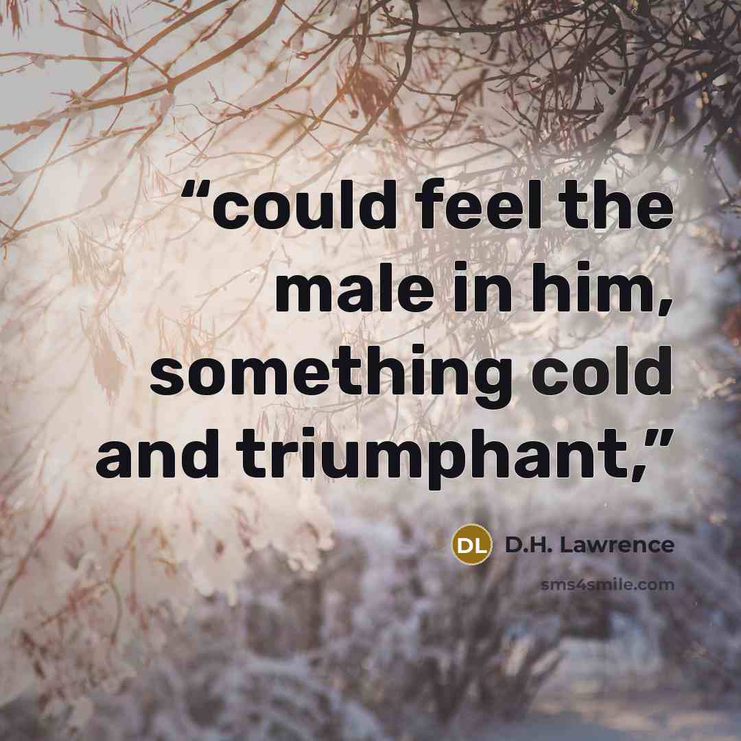 “could feel the male in him, something cold and triumphant,” quote by D.H. Lawrence