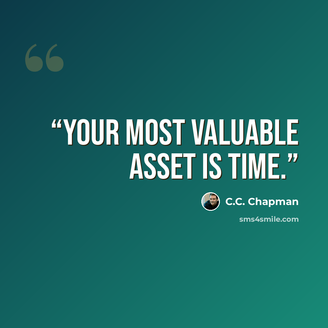 “Your most valuable asset is time.” quote by C.C. Chapman