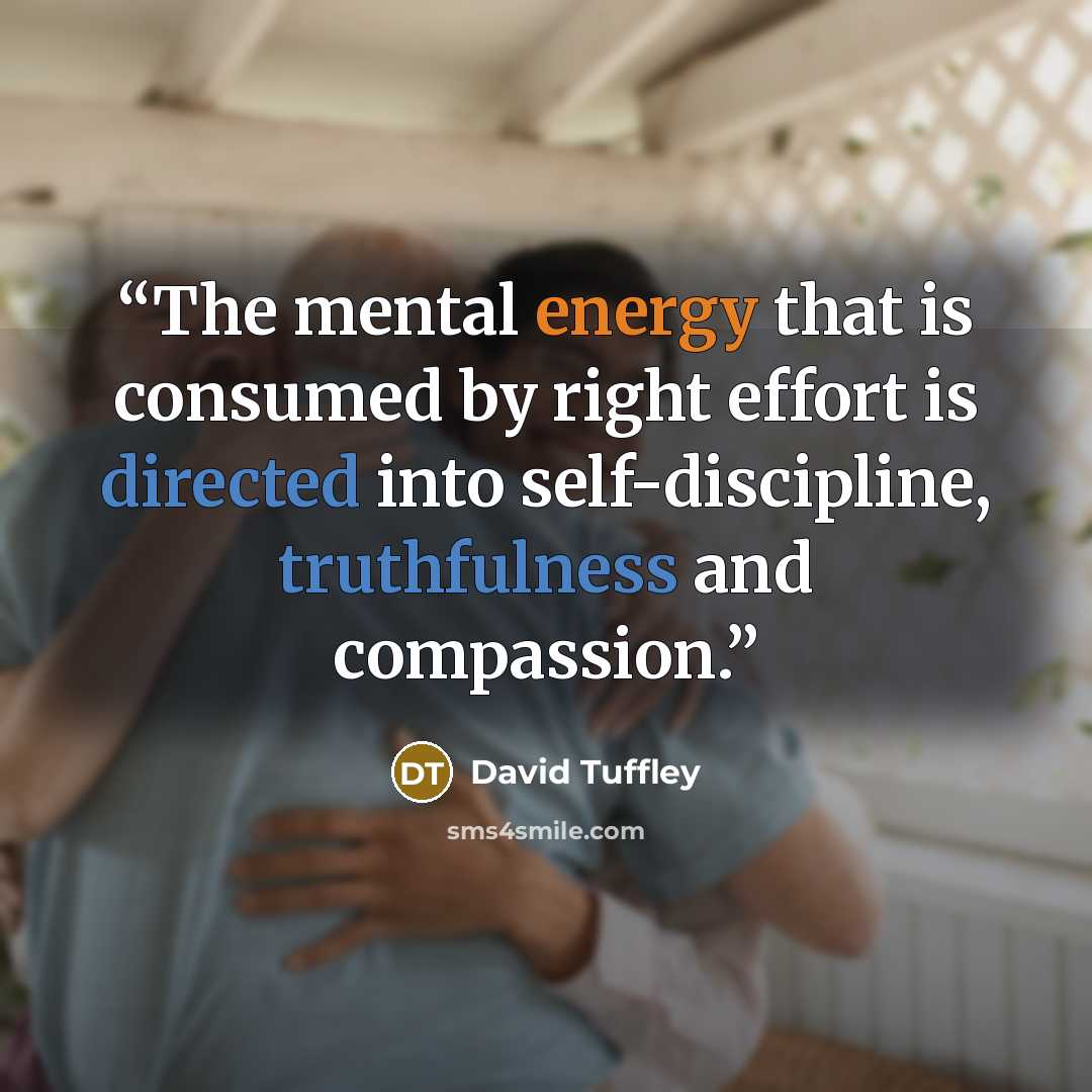 “The mental energy that is consumed by right effort is directed into self-discipline, truthfulness and compassion.” quote by David Tuffley
