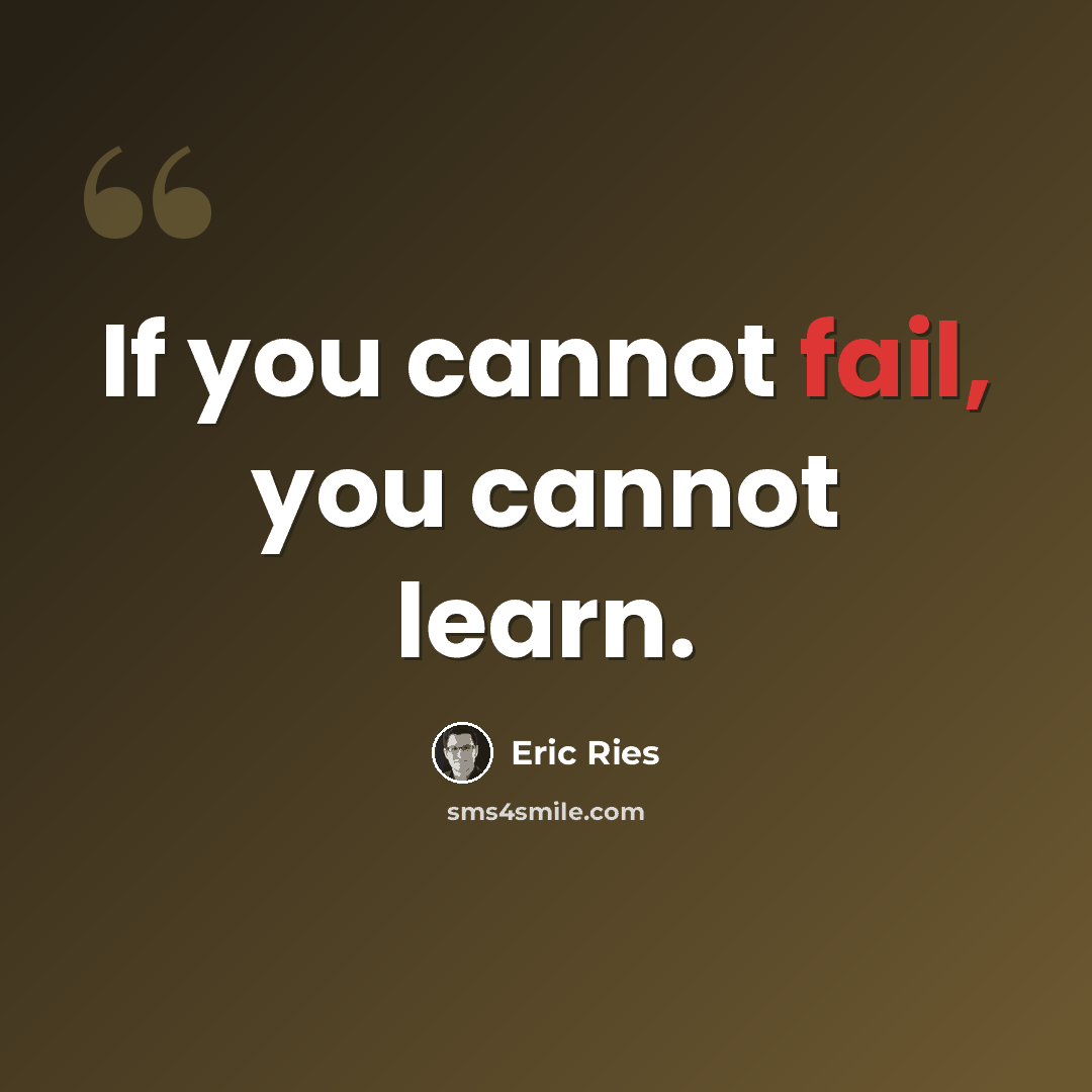 “If you cannot fail, you cannot learn.” quote by Eric Ries
