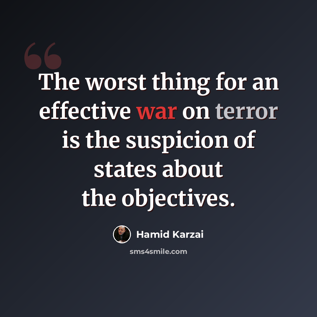 “The worst thing for an effective war on terror is the suspicion of states about the objectives.” quote by Hamid Karzai
