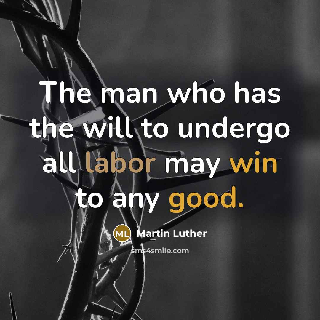 “The man who has the will to undergo all labor may win to any good.” quote by Martin Luther