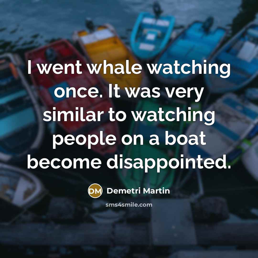 “I went whale watching once. It was very similar to watching people on a boat become disappointed.” quote by Demetri Martin