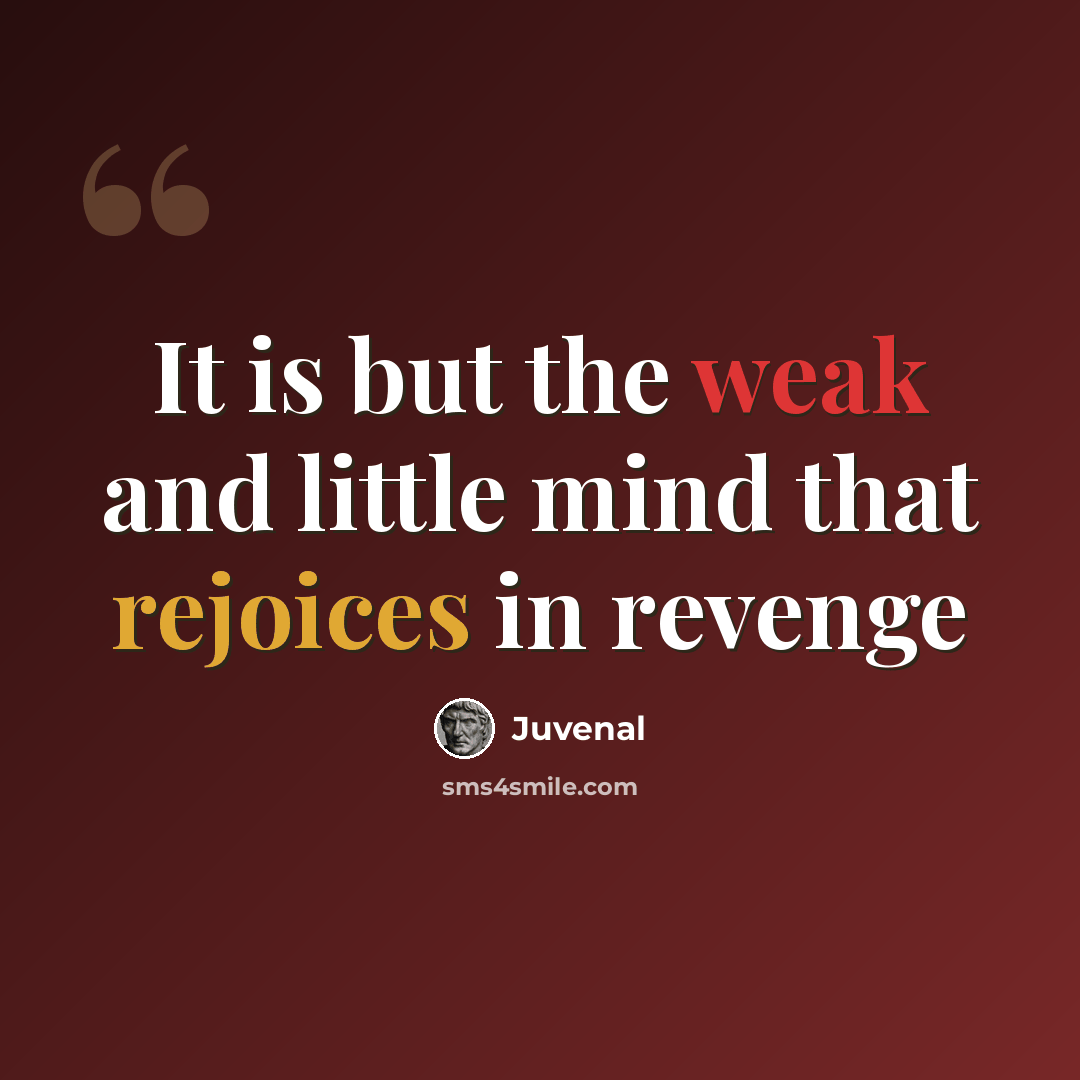 “It is but the weak and little mind that rejoices in revenge” quote by Juvenal