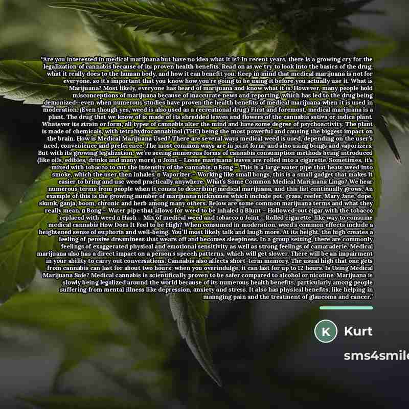 “Are you interested in medical marijuana but have no idea what it is? In recent years, there is a growing cry for the legalization of cannabis because of its proven health benefits. Read on as we try to look into the basics of the drug, what it really does to the human body, and how it can benefit…” quote by Kurt