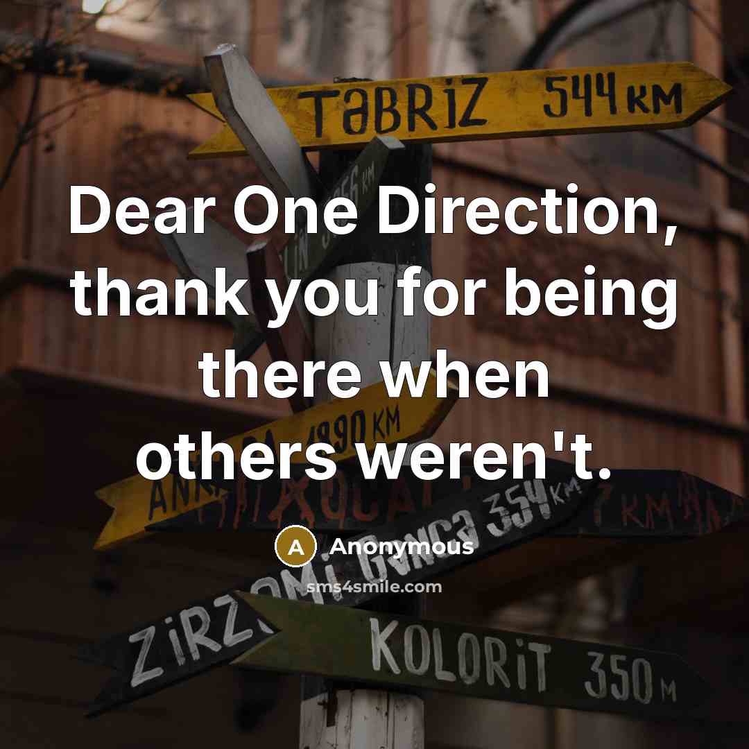 “Dear One Direction, thank you for being there when others weren't.” quote by Anonymous