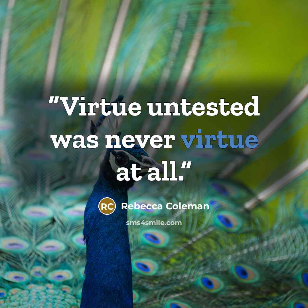 “Virtue untested was never virtue at all.” quote by Rebecca Coleman