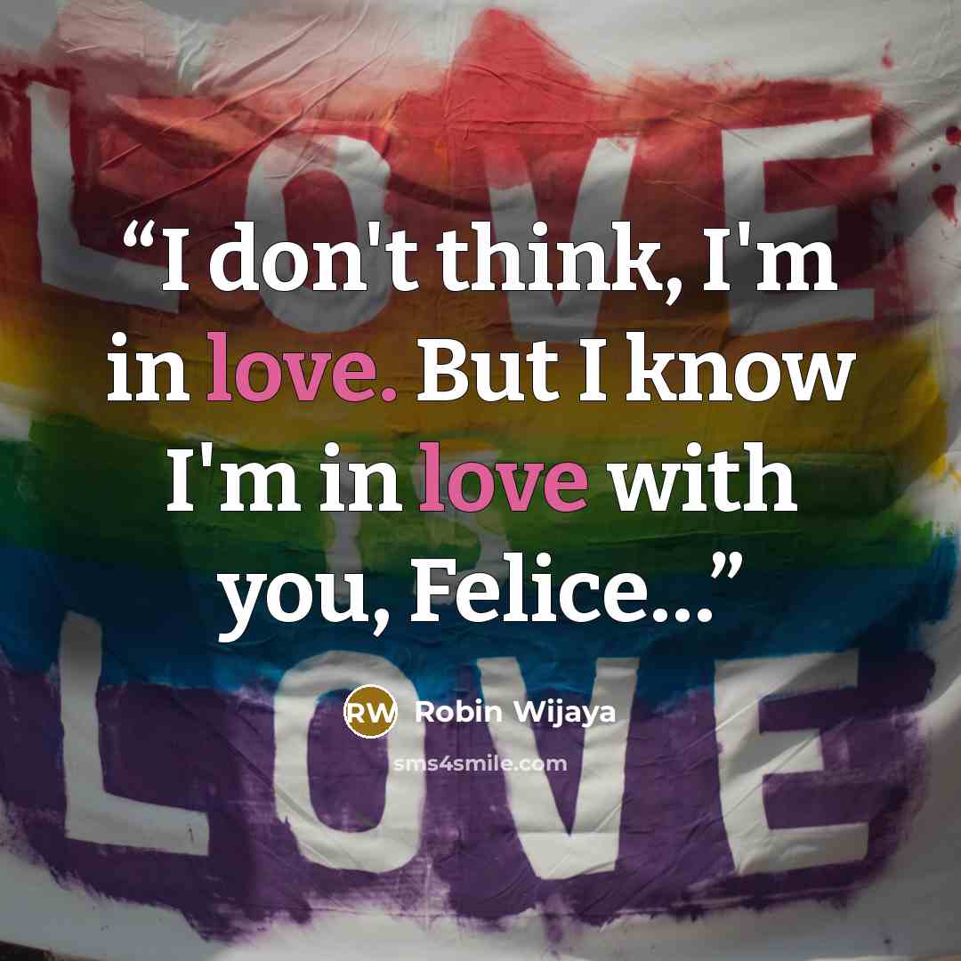 “I don't think, I'm in love. But I know I'm in love with you, Felice…” quote by Robin Wijaya