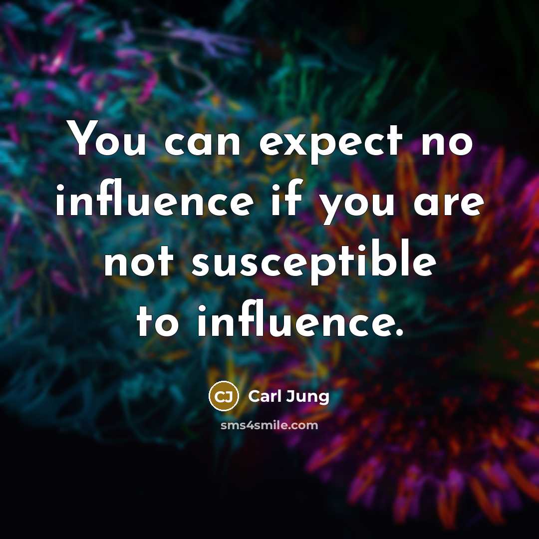 “You can expect no influence if you are not susceptible to influence.” quote by Carl Jung