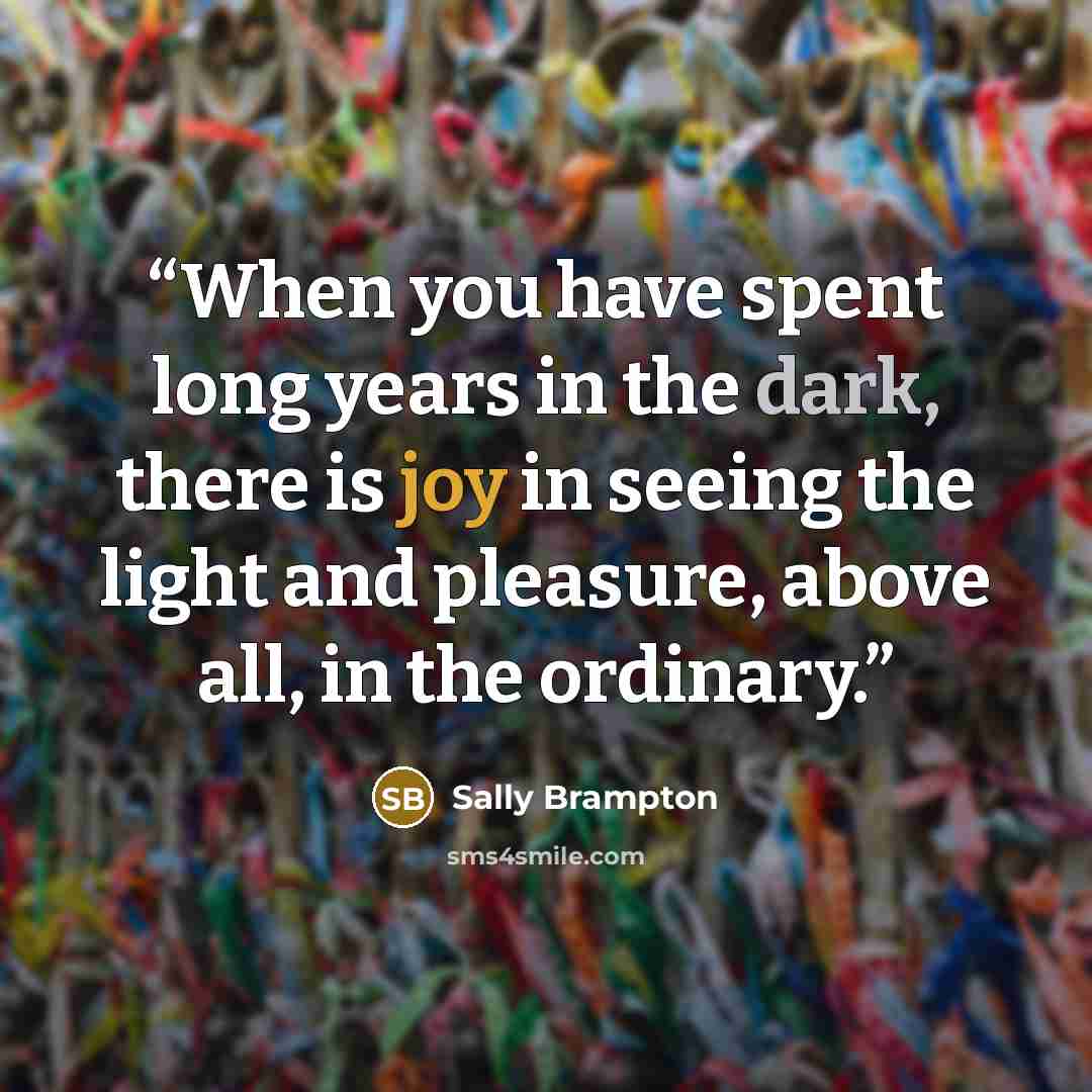 “When you have spent long years in the dark, there is joy in seeing the light and pleasure, above all, in the ordinary.” quote by Sally Brampton