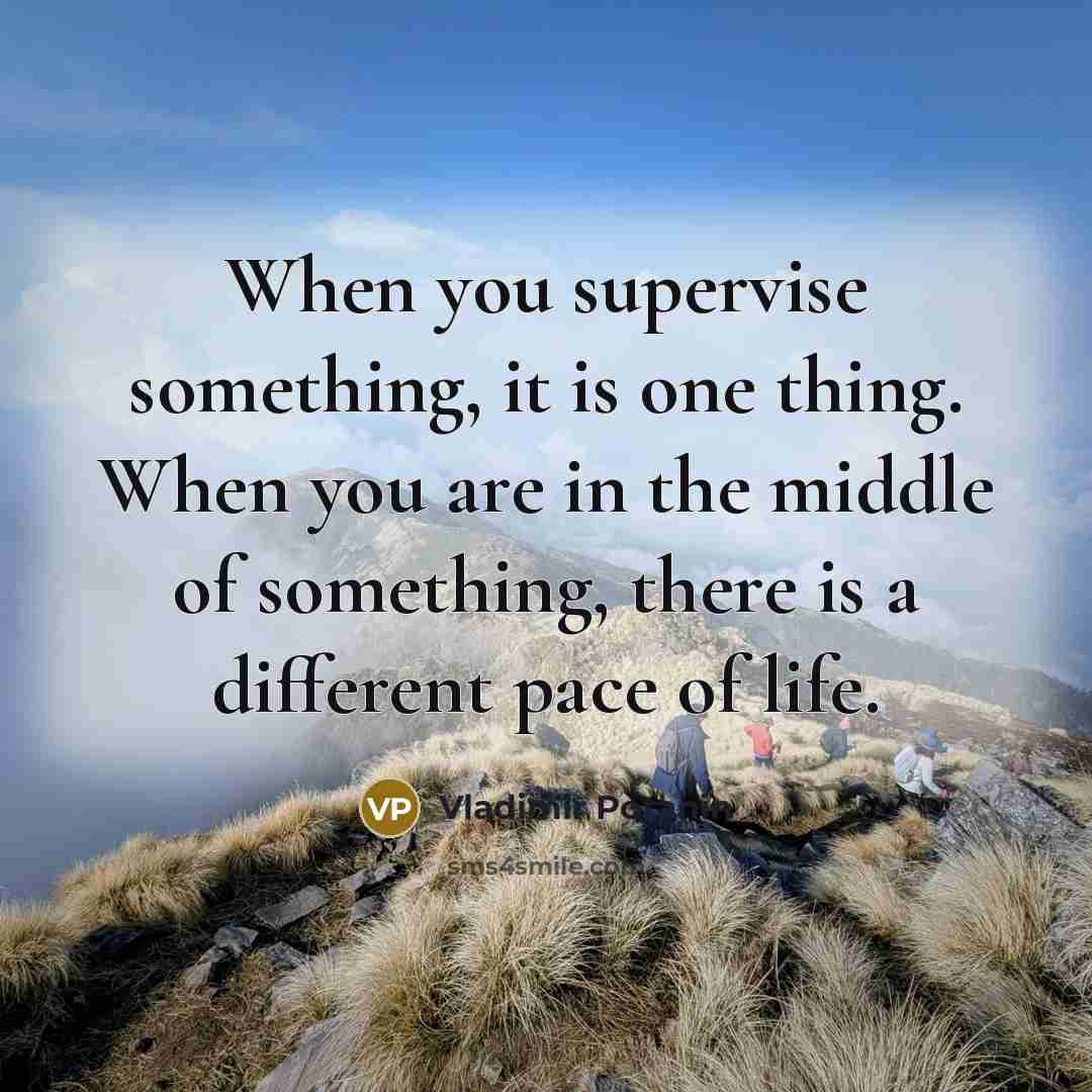 “When you supervise something, it is one thing. When you are in the middle of something, there is a different pace of life.” quote by Vladimir Potanin