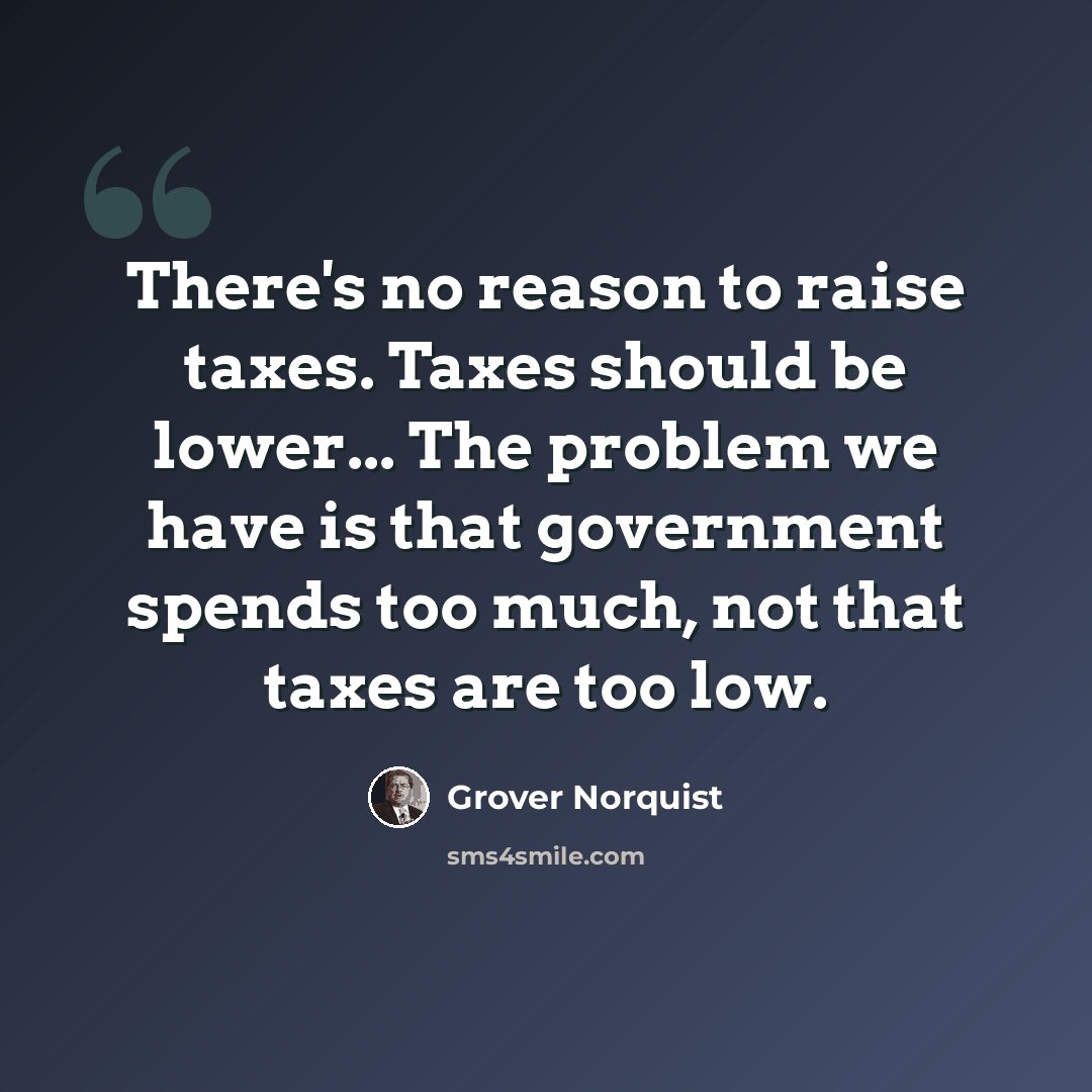 “There's no reason to raise taxes. Taxes should be lower... The problem we have is that government spends too much, not that taxes are too low.” quote by Grover Norquist