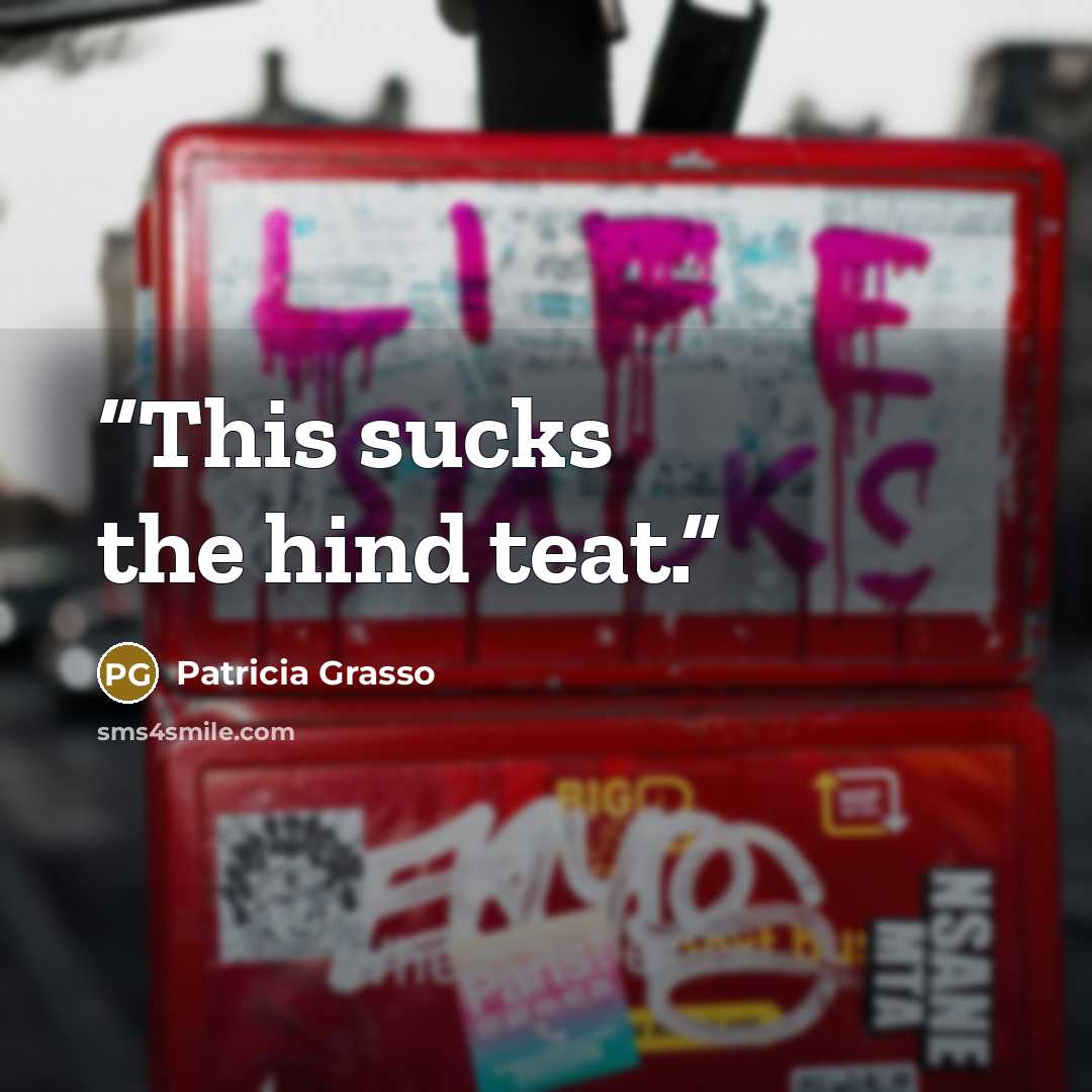 “This sucks the hind teat.” quote by Patricia Grasso