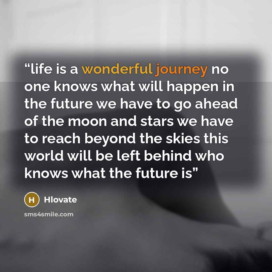 “life is a wonderful journey no one knows what will happen in the future we have to go ahead of the moon and stars we have to reach beyond the skies this world will be left behind who knows what the future is” quote by Hlovate