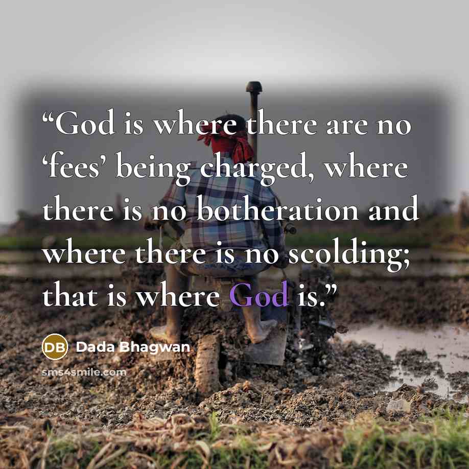 “God is where there are no ‘fees’ being charged, where there is no botheration and where there is no scolding; that is where God is.” quote by Dada Bhagwan