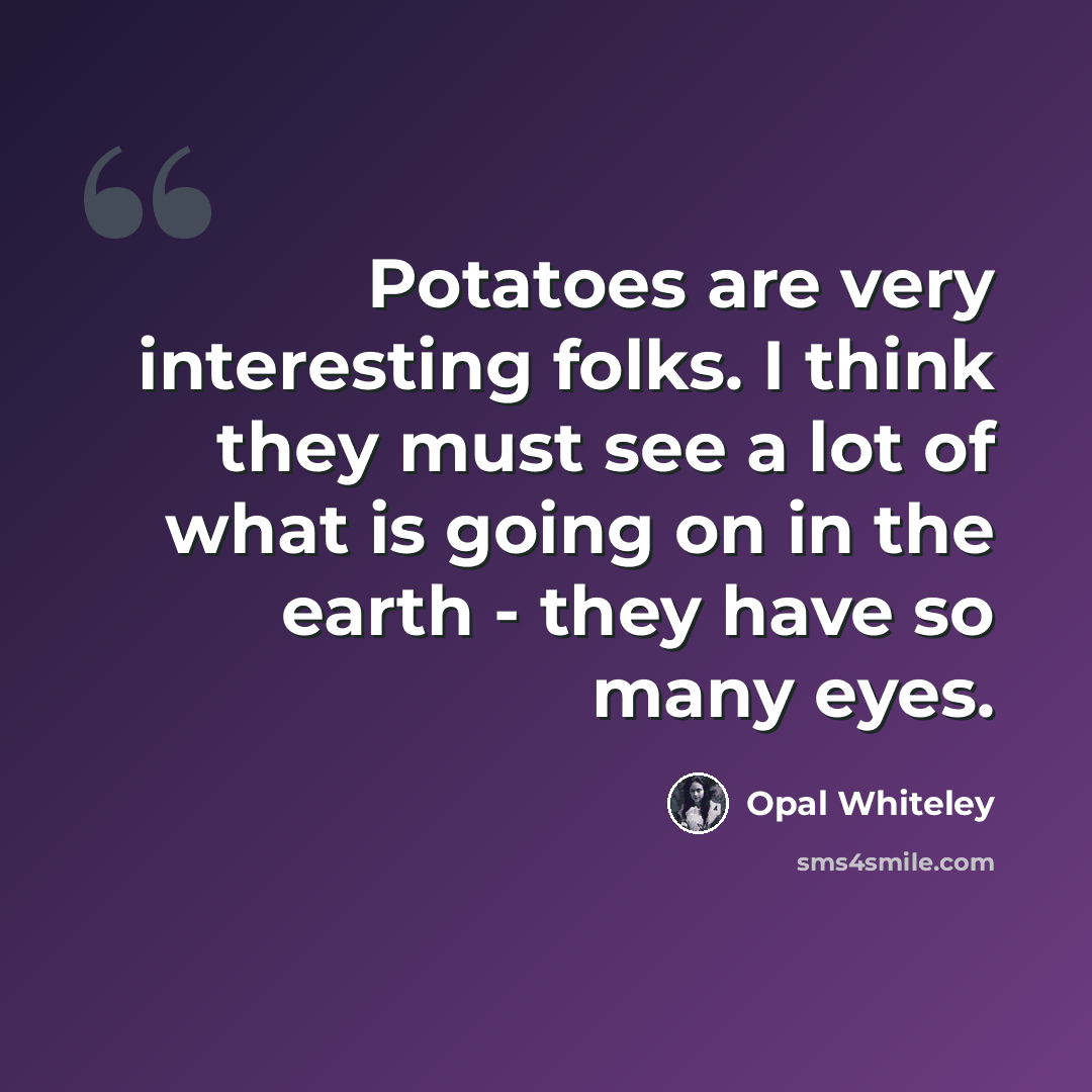 “Potatoes are very interesting folks. I think they must see a lot of what is going on in the earth - they have so many eyes.” quote by Opal Whiteley
