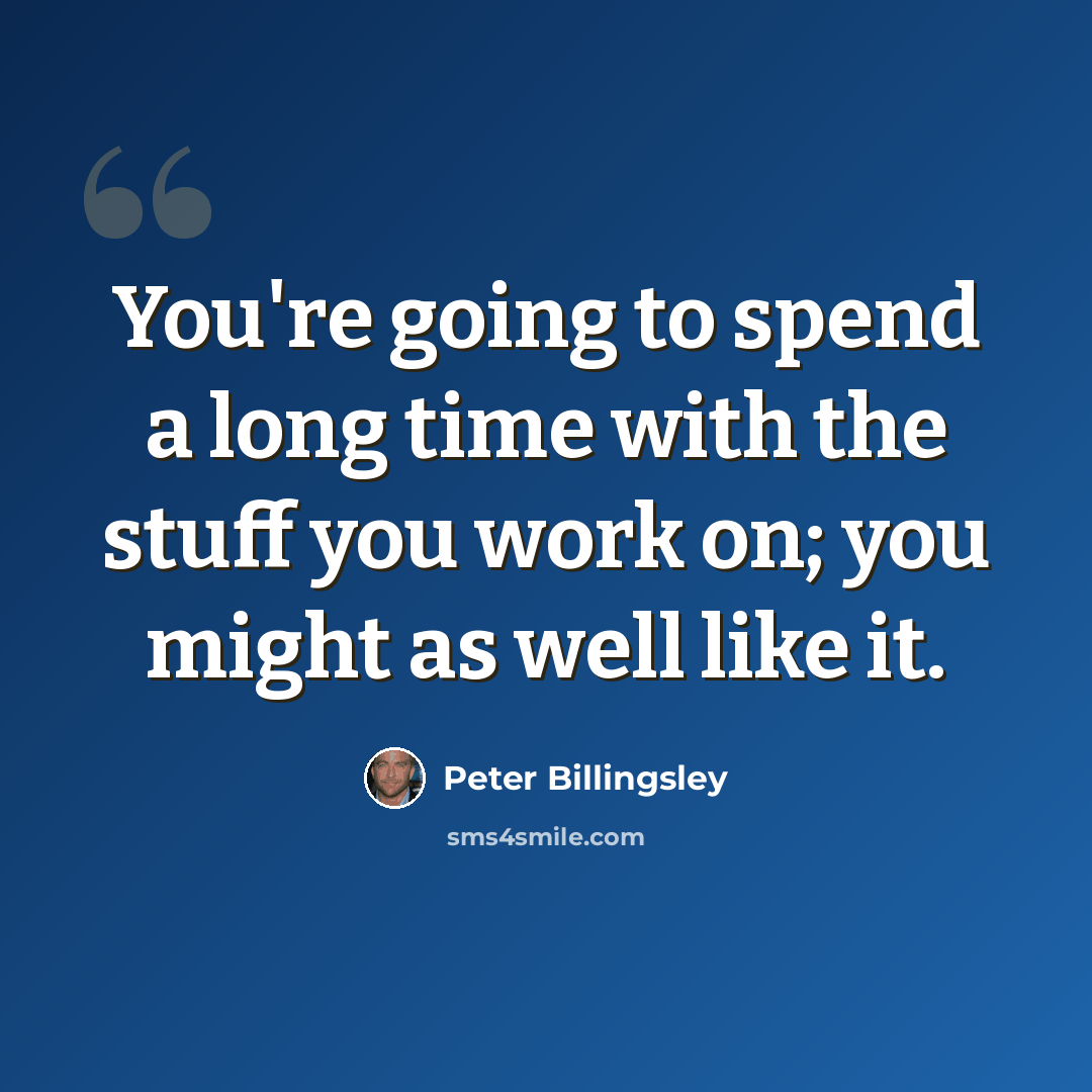 “You're going to spend a long time with the stuff you work on; you might as well like it.” quote by Peter Billingsley