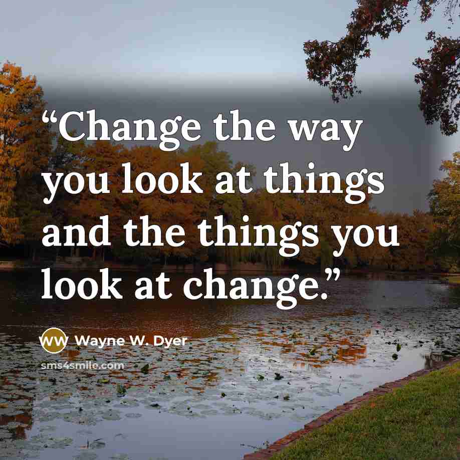 “Change the way you look at things and the things you look at change.” quote by Wayne W. Dyer