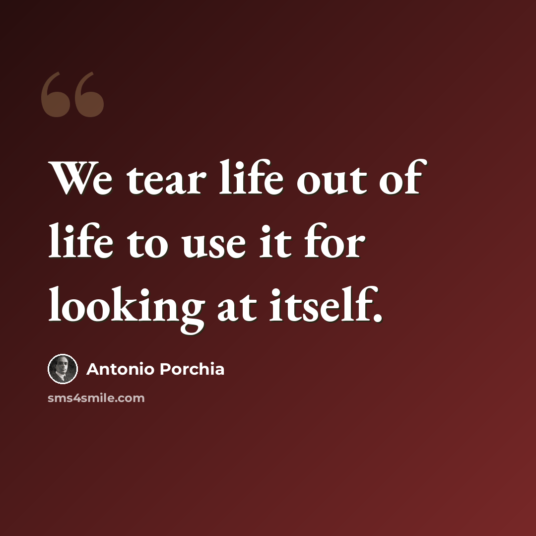 “We tear life out of life to use it for looking at itself.” quote by Antonio Porchia