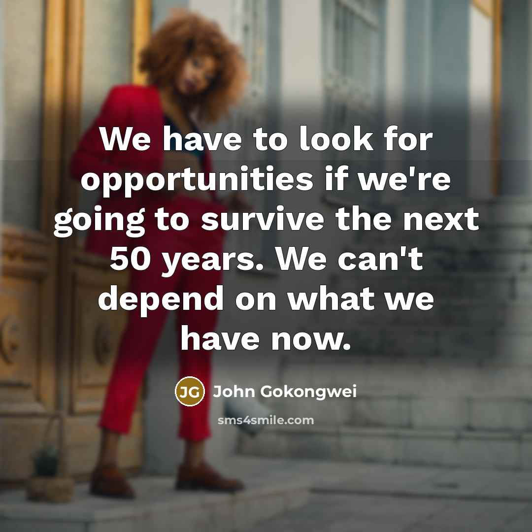 “We have to look for opportunities if we're going to survive the next 50 years. We can't depend on what we have now.” quote by John Gokongwei