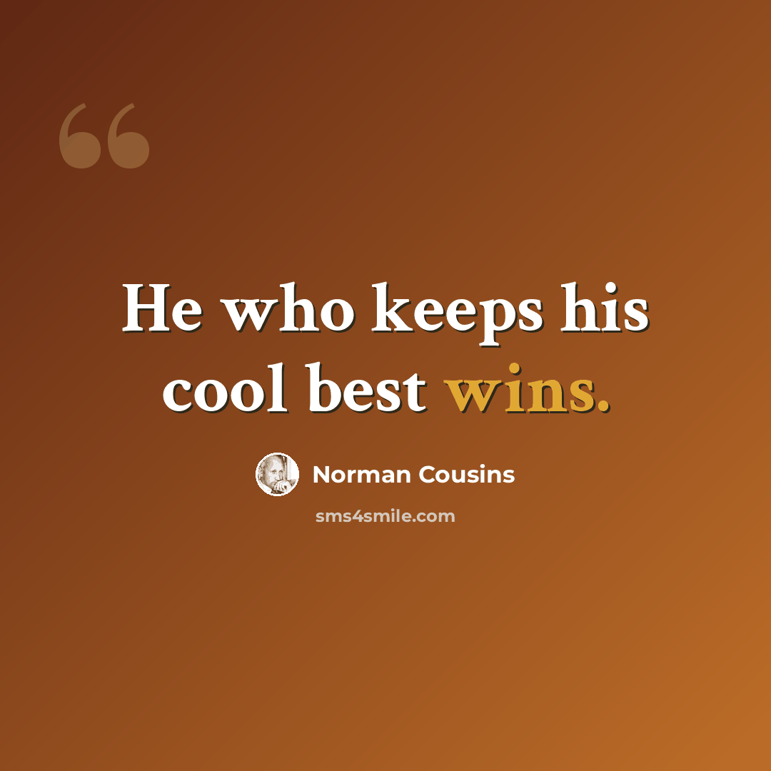 “He who keeps his cool best wins.” quote by Norman Cousins
