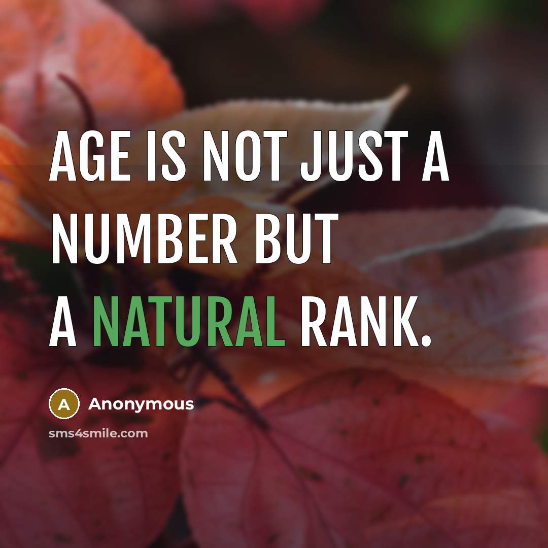 “Age is not just a number but a natural rank.” quote by Anonymous