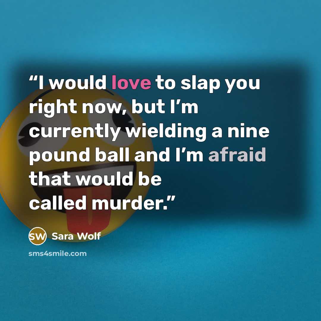 “I would love to slap you right now, but I’m currently wielding a nine pound ball and I’m afraid that would be called murder.” quote by Sara Wolf