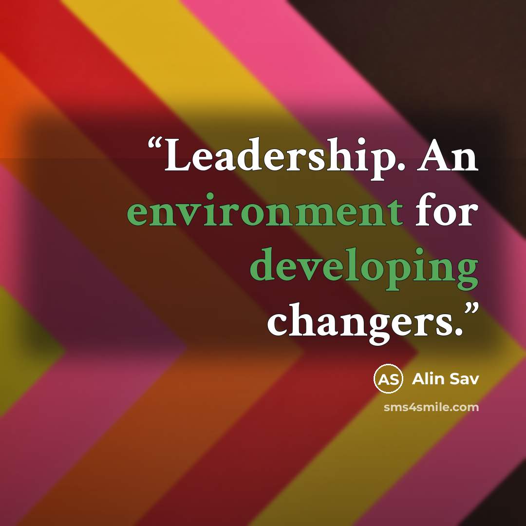 “Leadership. An environment for developing changers.” quote by Alin Sav