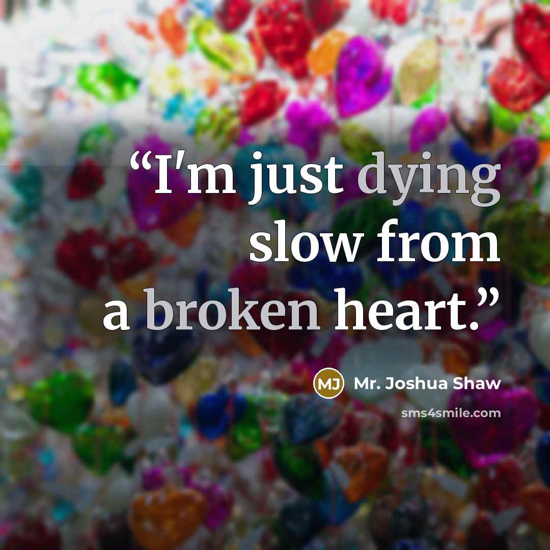 “I'm just dying slow from a broken heart.” quote by Mr. Joshua Shaw
