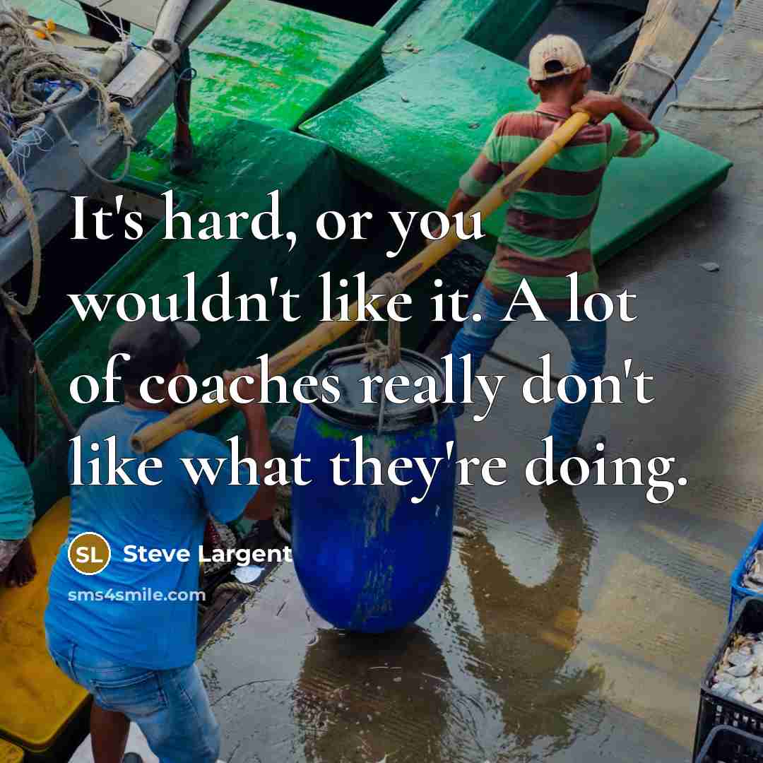 “It's hard, or you wouldn't like it. A lot of coaches really don't like what they're doing.” quote by Steve Largent