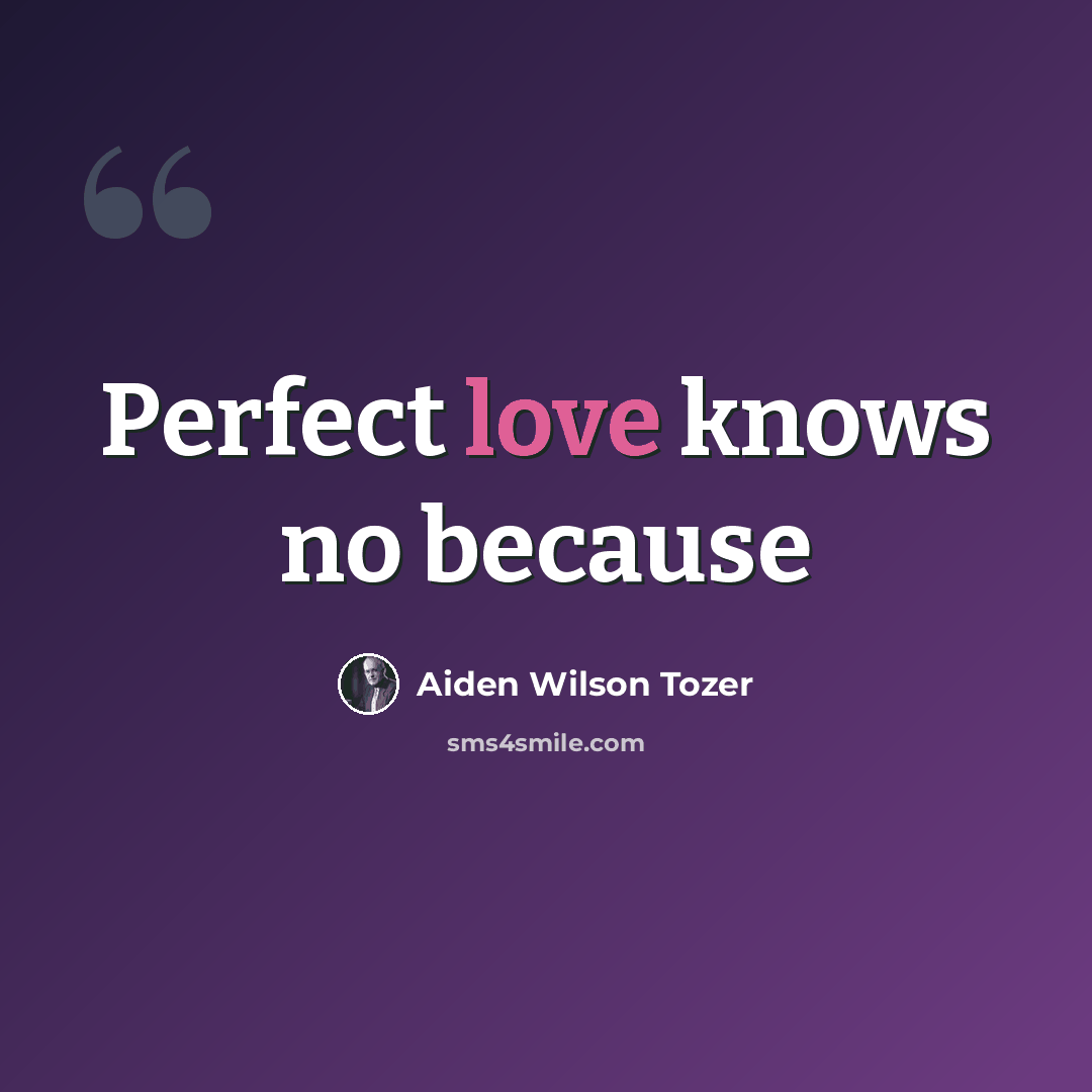 “Perfect love knows no because” quote by Aiden Wilson Tozer