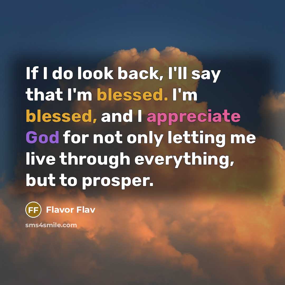 “If I do look back, I'll say that I'm blessed. I'm blessed, and I appreciate God for not only letting me live through everything, but to prosper.” quote by Flavor Flav