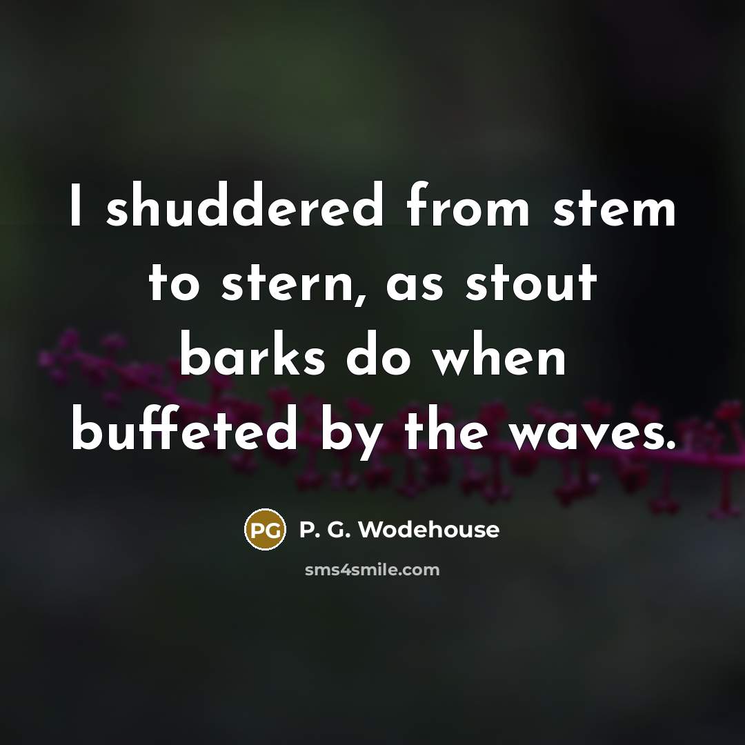 “I shuddered from stem to stern, as stout barks do when buffeted by the waves.” quote by P. G. Wodehouse