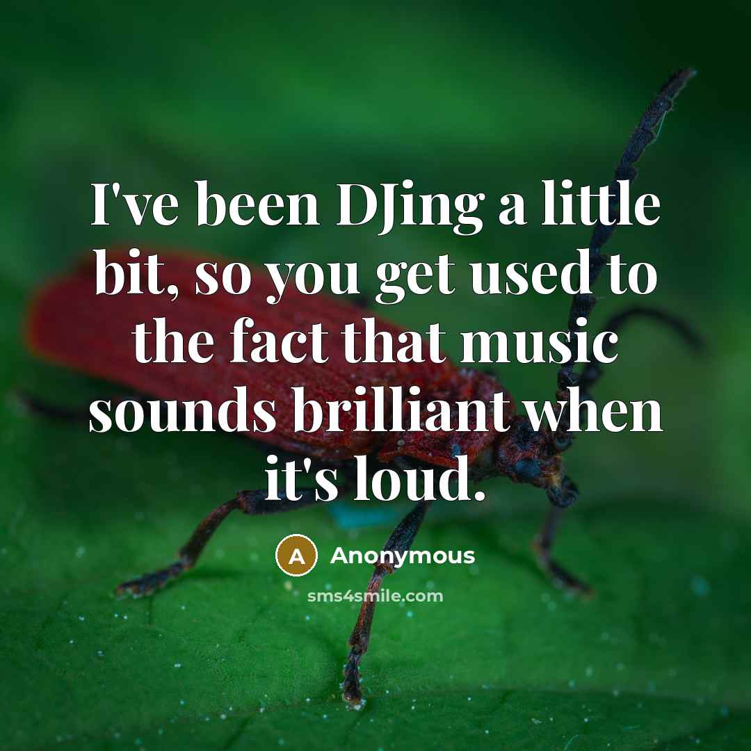 “I've been DJing a little bit, so you get used to the fact that music sounds brilliant when it's loud.” quote by Anonymous