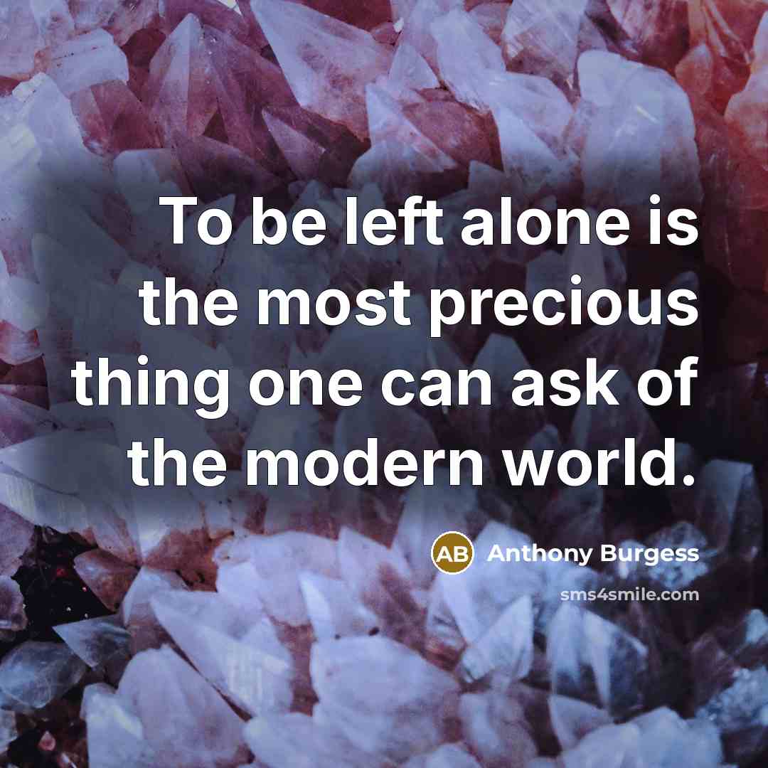 “To be left alone is the most precious thing one can ask of the modern world.” quote by Anthony Burgess