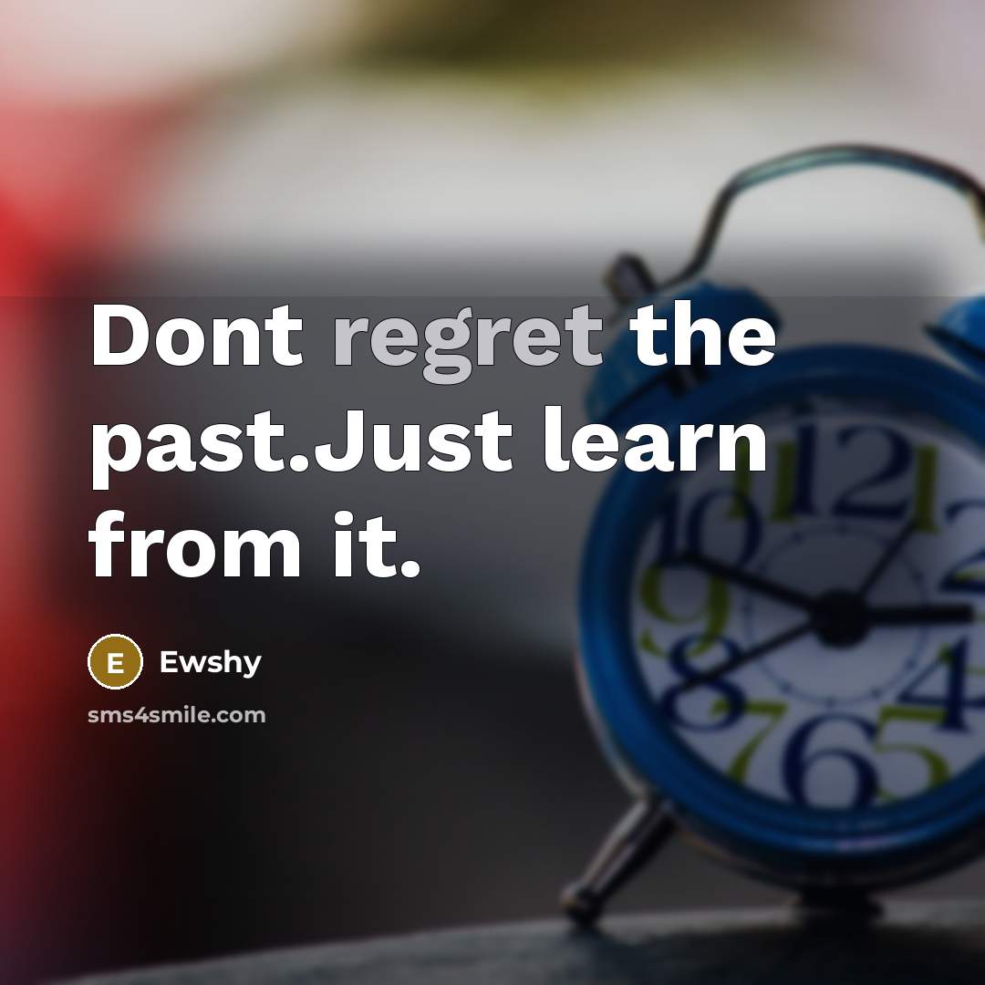 “Dont regret the past.Just learn from it.” quote by Ewshy