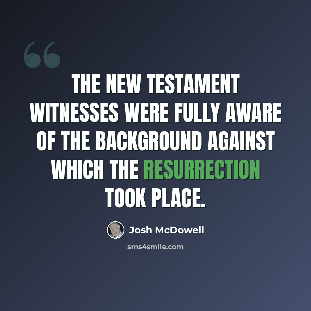 “The New Testament witnesses were fully aware of the background against which the resurrection took place.” quote by Josh McDowell