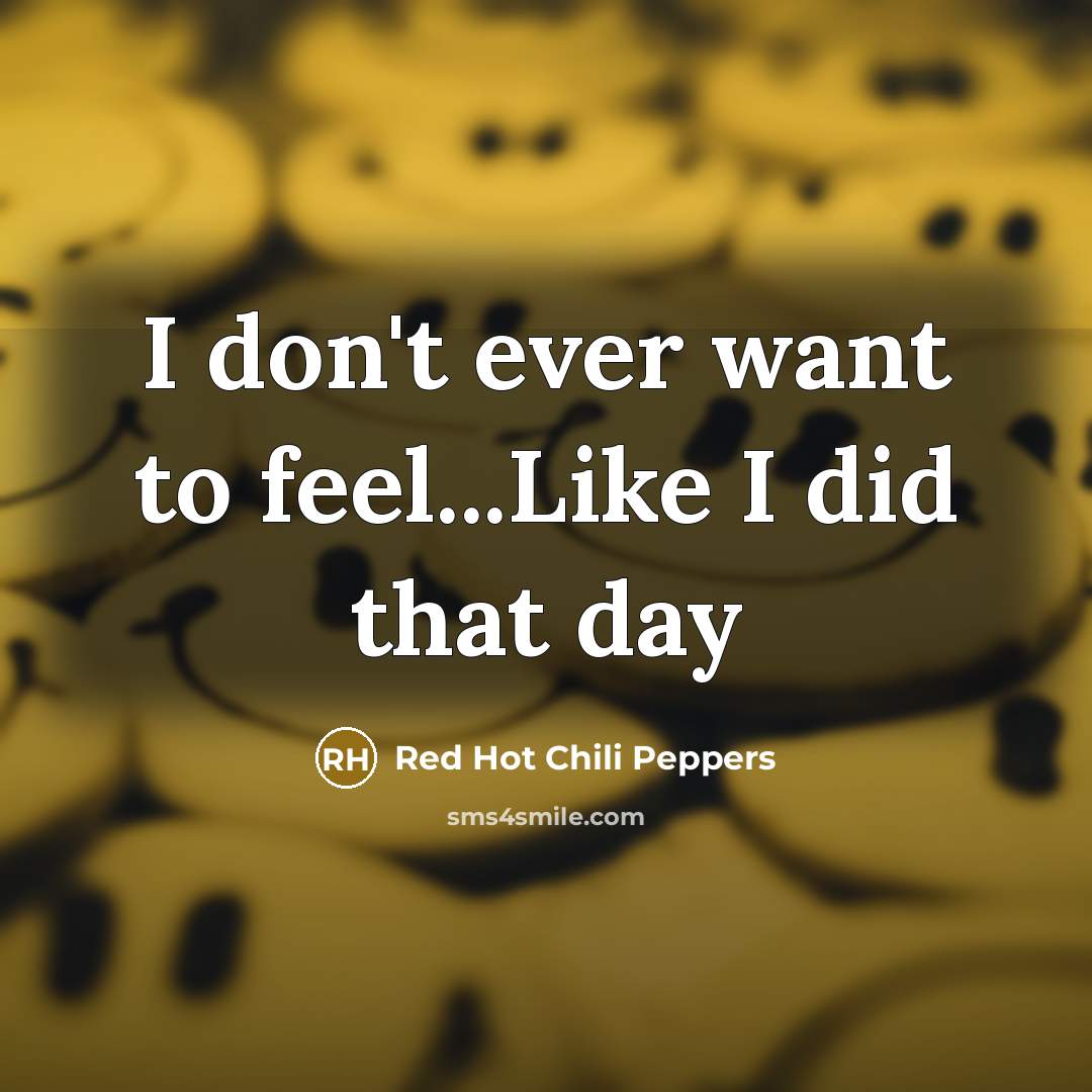 “I don't ever want to feel...Like I did that day” quote by Red Hot Chili Peppers