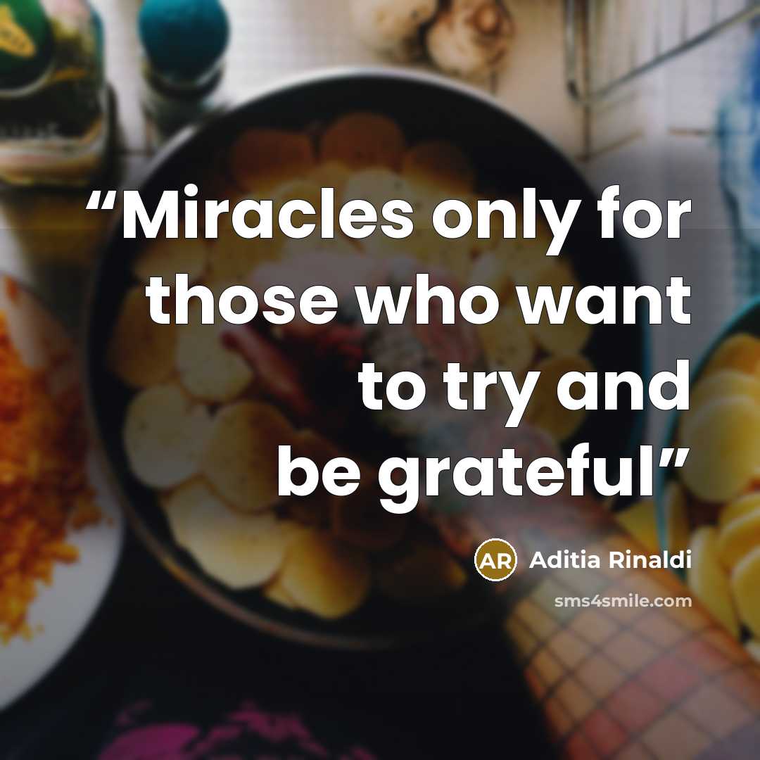 “Miracles only for those who want to try and be grateful” quote by Aditia Rinaldi