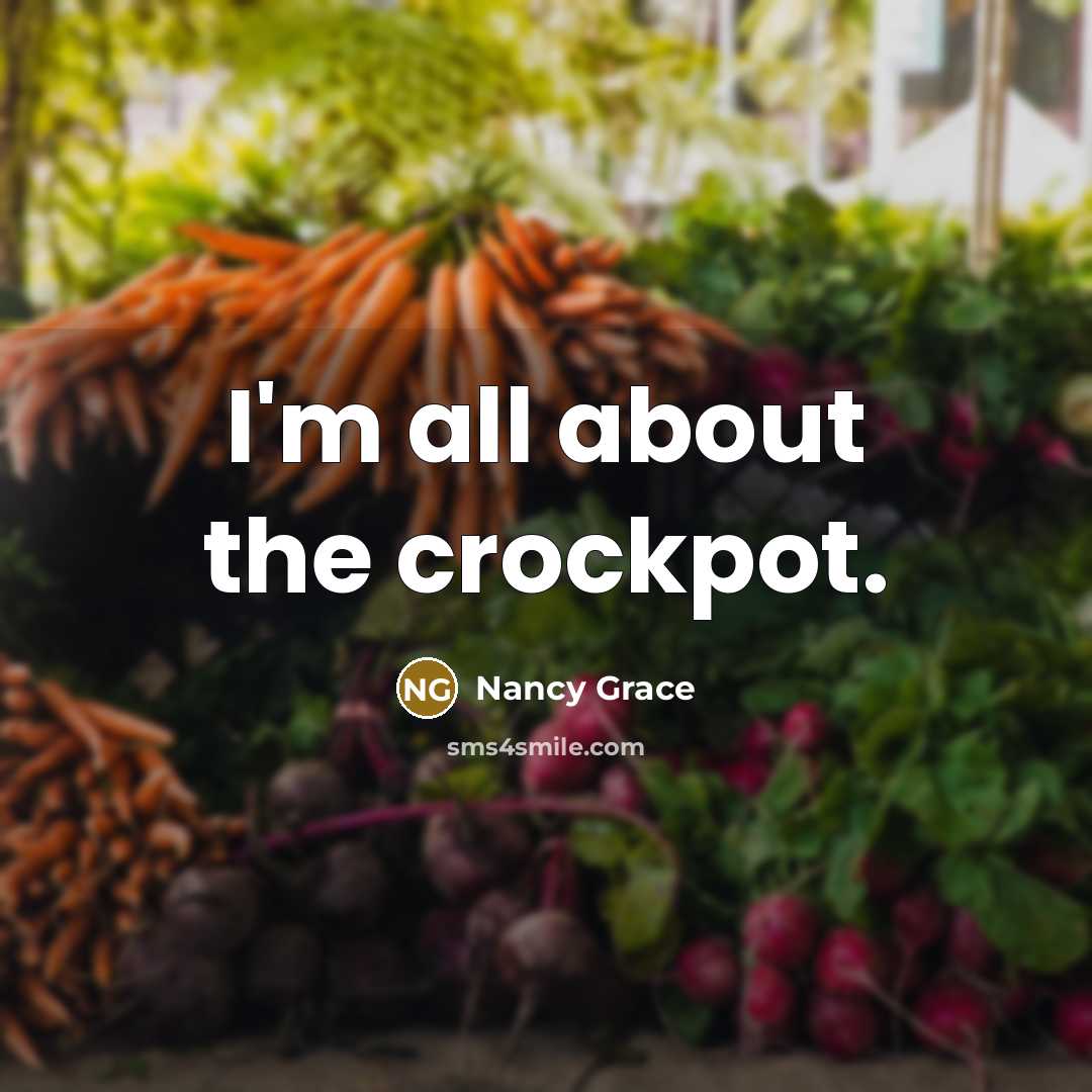 “I'm all about the crockpot.” quote by Nancy Grace